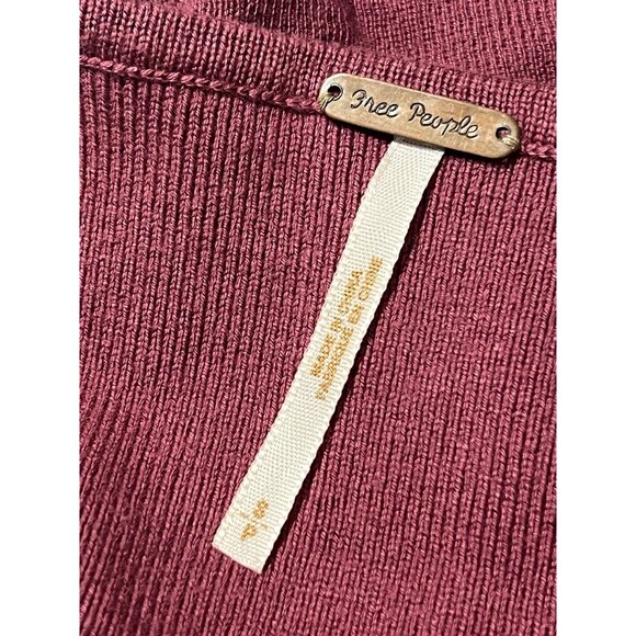 Free People Thin Knit Pullover Sweater Top Women's Size Small Cut Out Balloon Sl - Picture 9 of 9